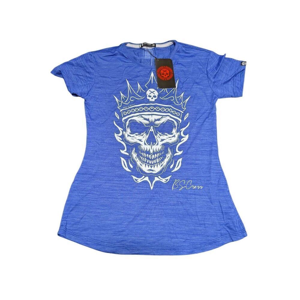 BSCross Blue Heathered Skull & Crown Graphic Tee - Women’s Size M